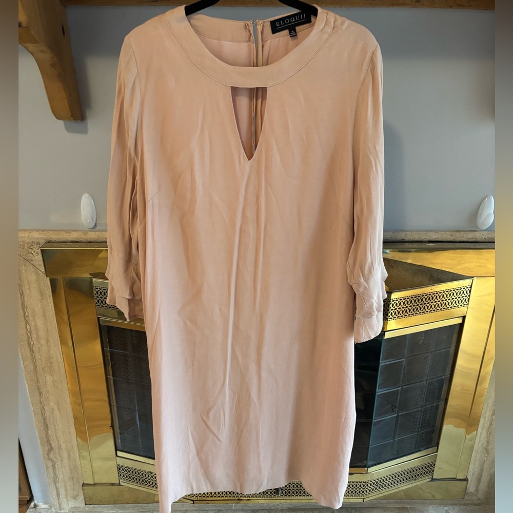 Eloquii Women's Pink Beige Shift Dress